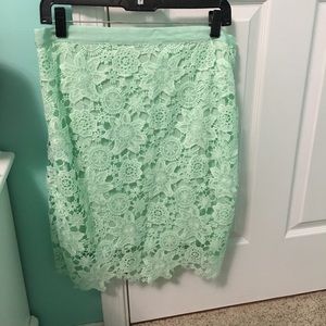 Mint green lace skirt